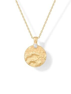 🆕 PAVOI 14K Gold Plated Engraved Hammered Coin Pendant Necklace for Women |